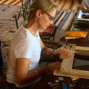 Carole at work, jewellery tour 2015.