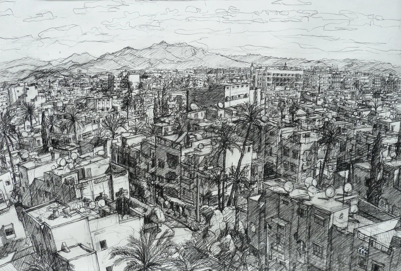 Lazauskas View from the Ramparts North - charcoal on paper.jpeg