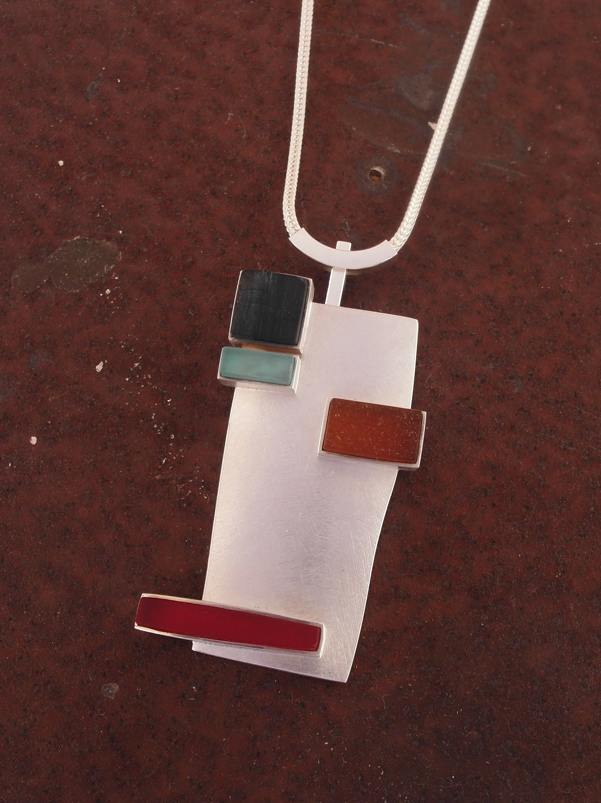 Silver, glass, slate