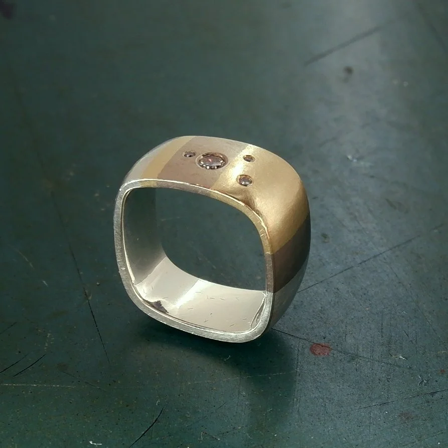 Ring remake with various yellow & white golds and diamonds