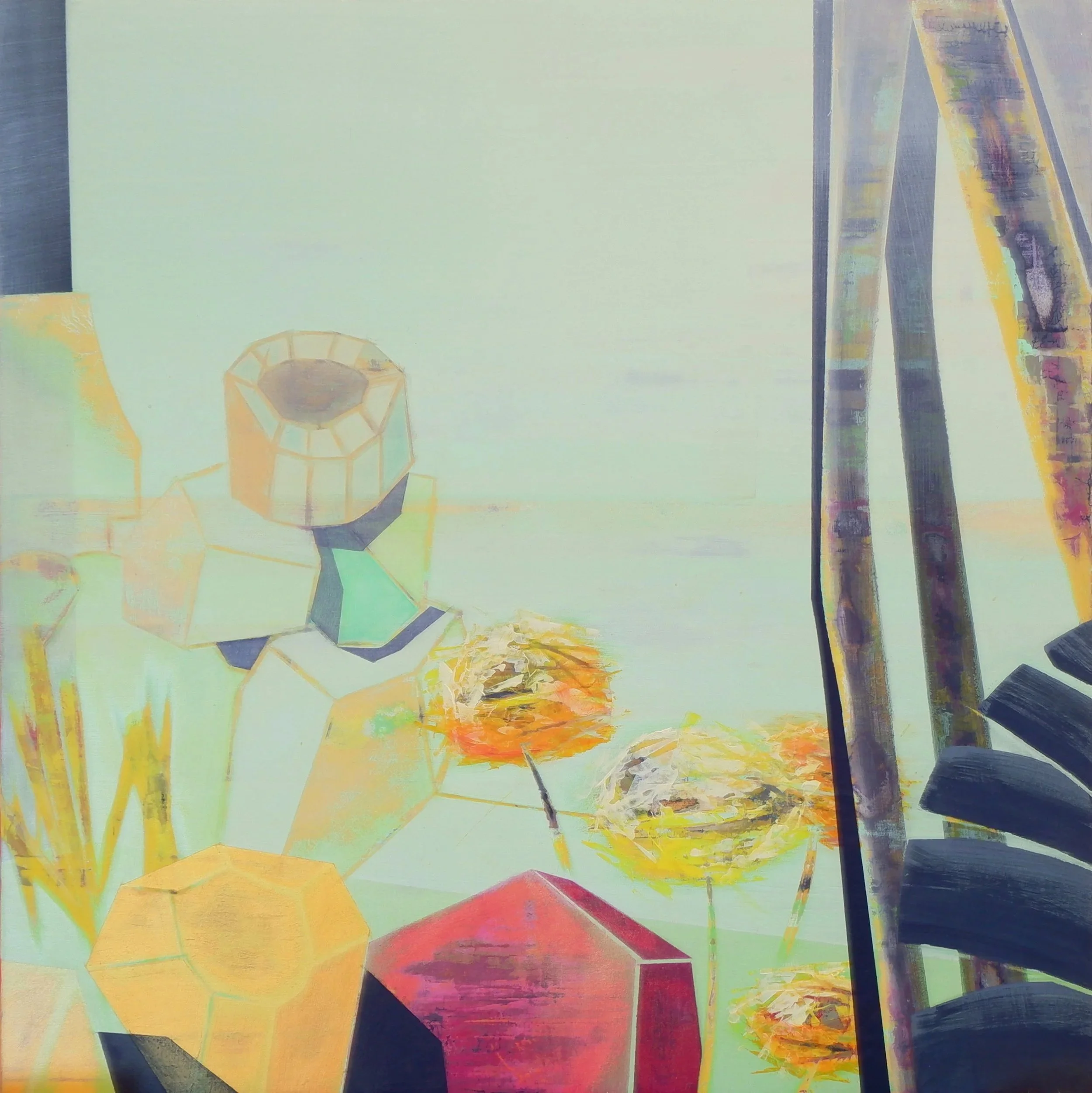 passing though #1, acrylic on canvas on composite panel, 41 x 41cm, 2025