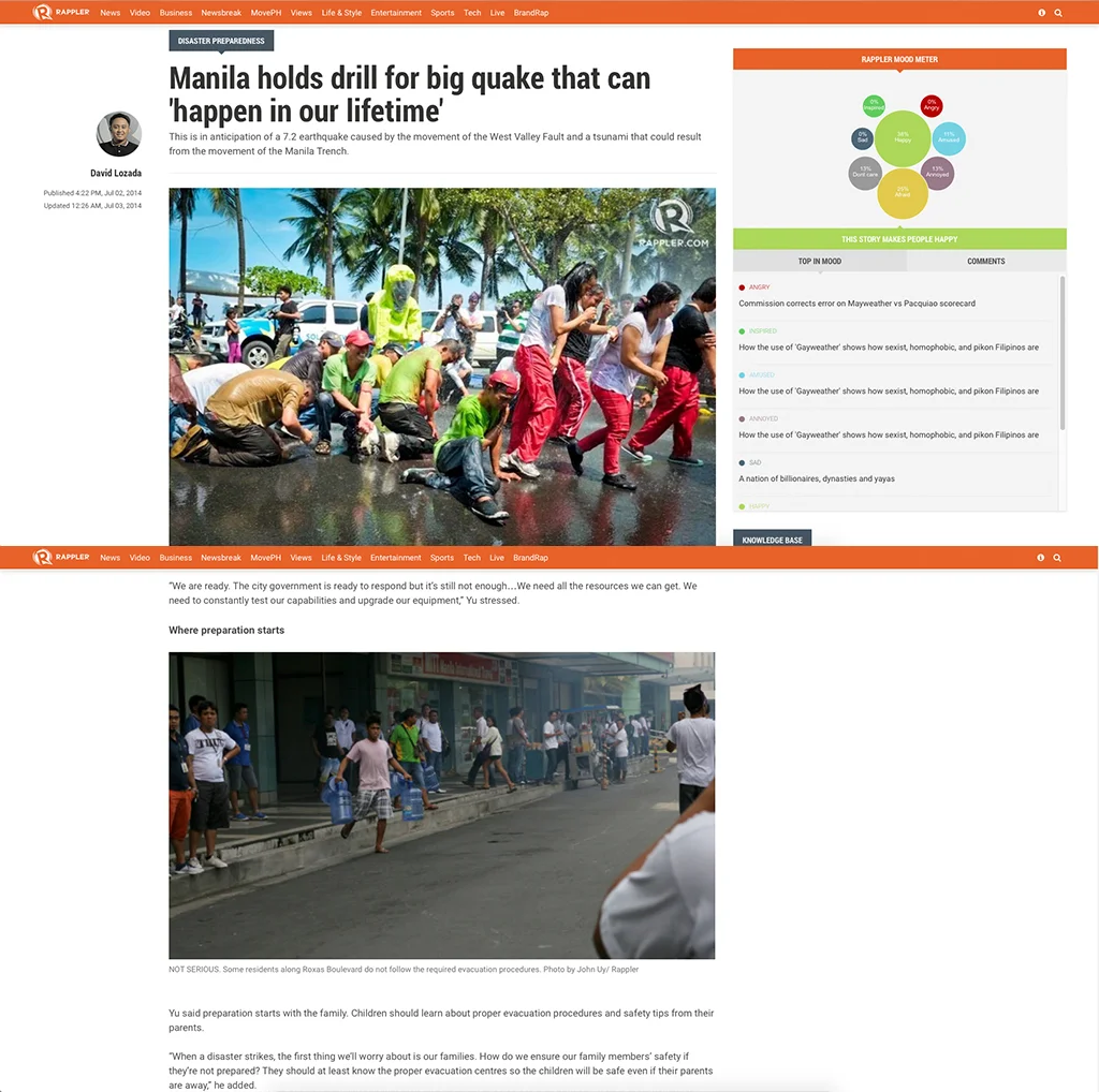 Manila Holds Drill for Big Quake that can 'Happen in our Lifetime'
