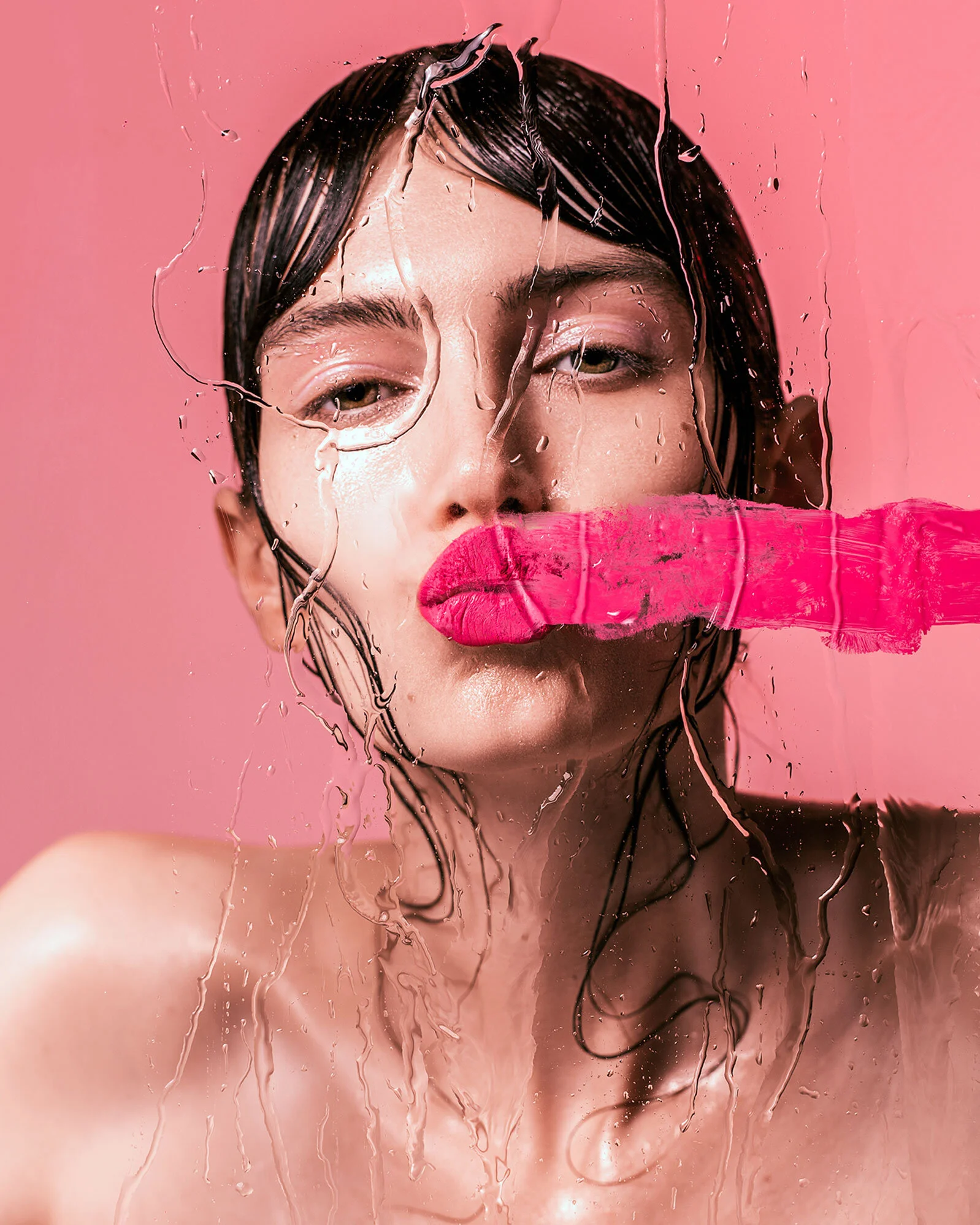  Model smudging lipstick 