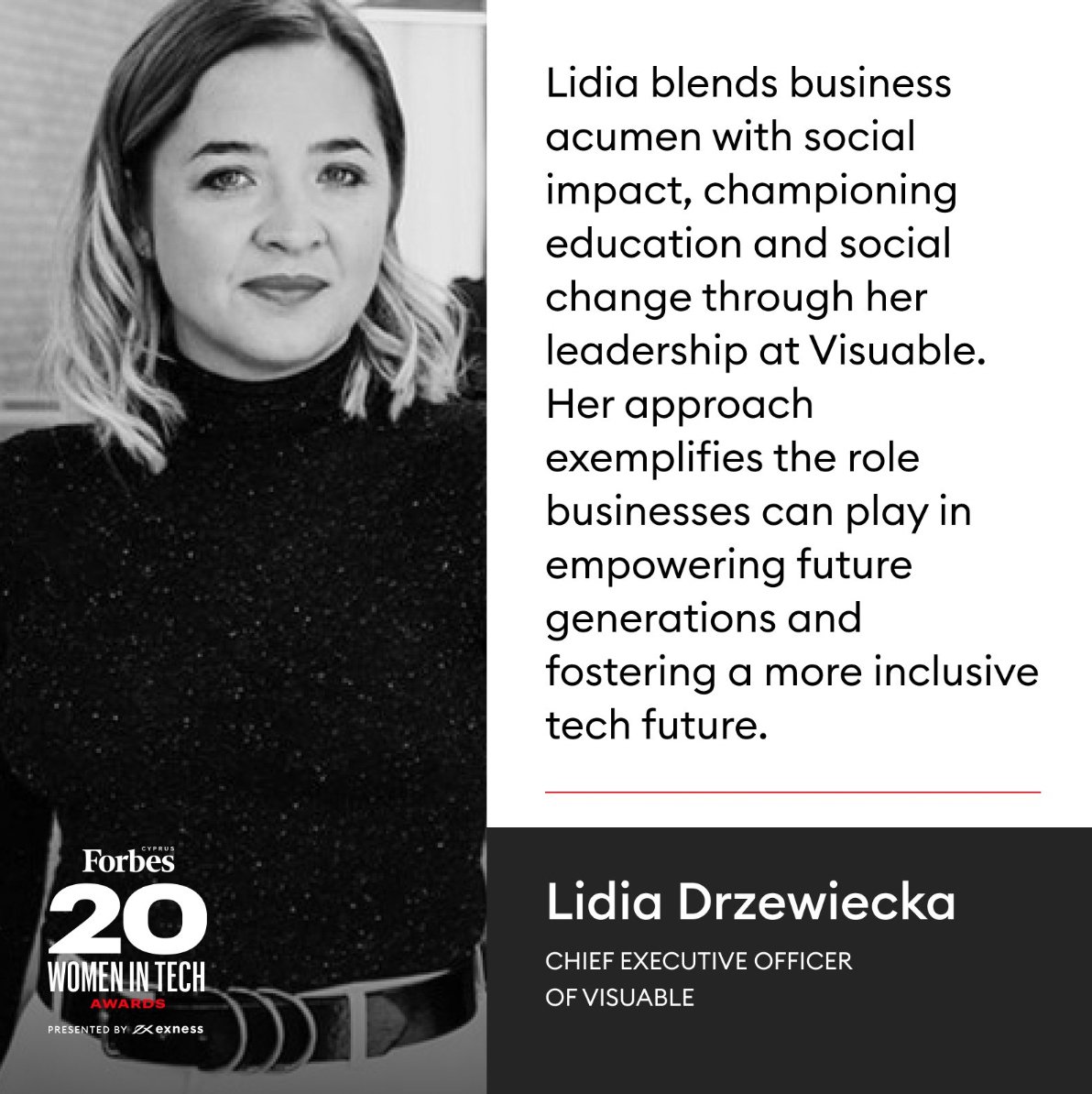  Forbes Cyprus 20 Women in Tech’s Instagram post about Lidia 