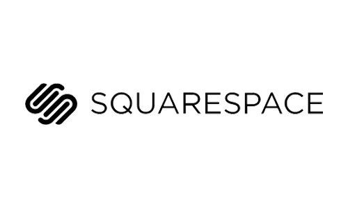 Squarespace logo with black intertwined S and the word 'Squarespace' in black text.