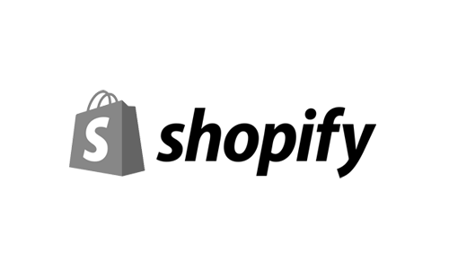 Shopify logo with shopping bag icon.