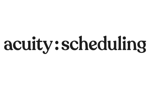 A black and white logo with the words 'acuity: scheduling' in lowercase text.