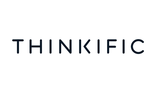 The word "THINKIFIC" in blue uppercase letters on a black background.