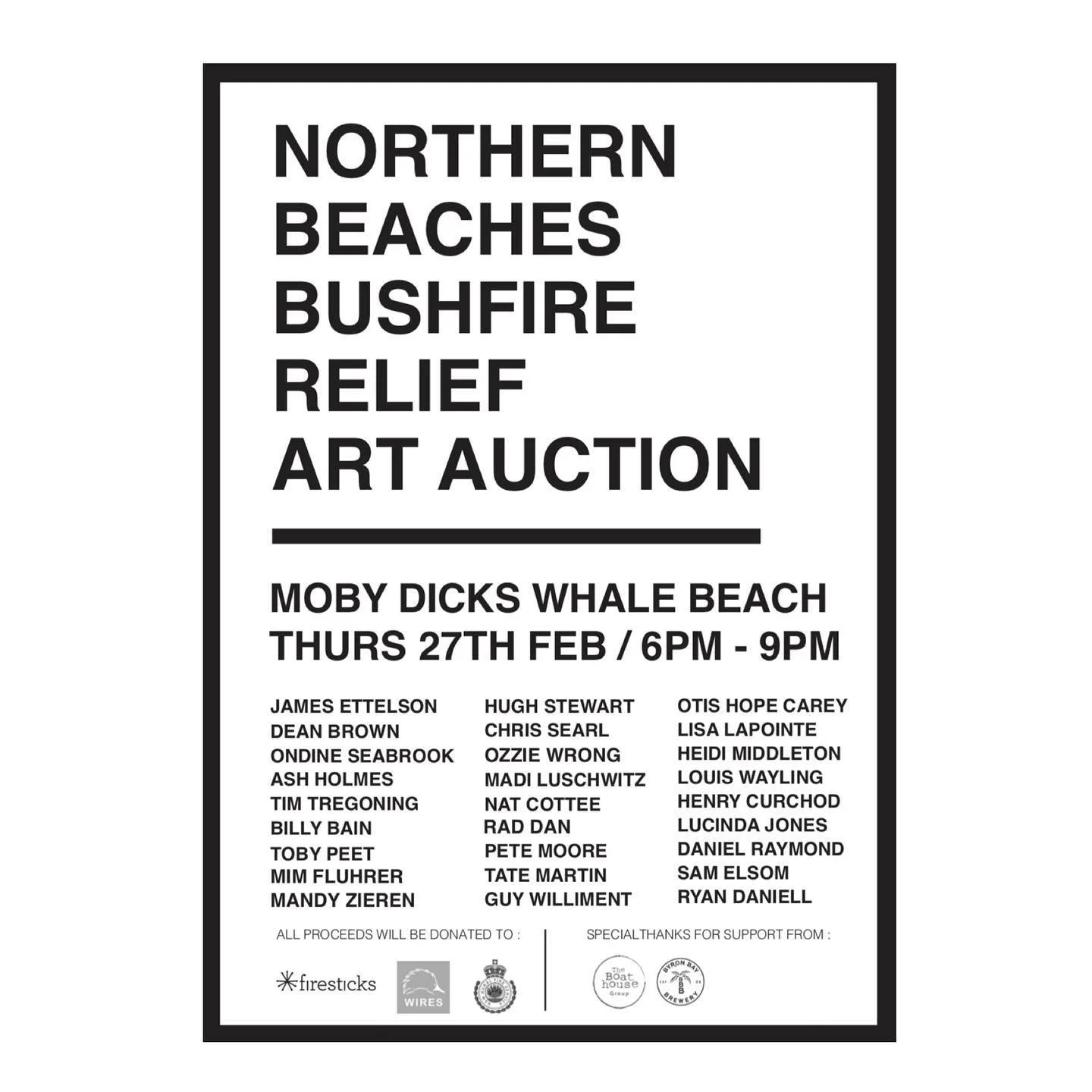 Hella honoured to be invited with these artists to raise money for the recent bushfire disaster. Held at Moby Dicks, where @davidbowie once played a secret gig and I first drank alcohol (four beers and a bourbon and coke).