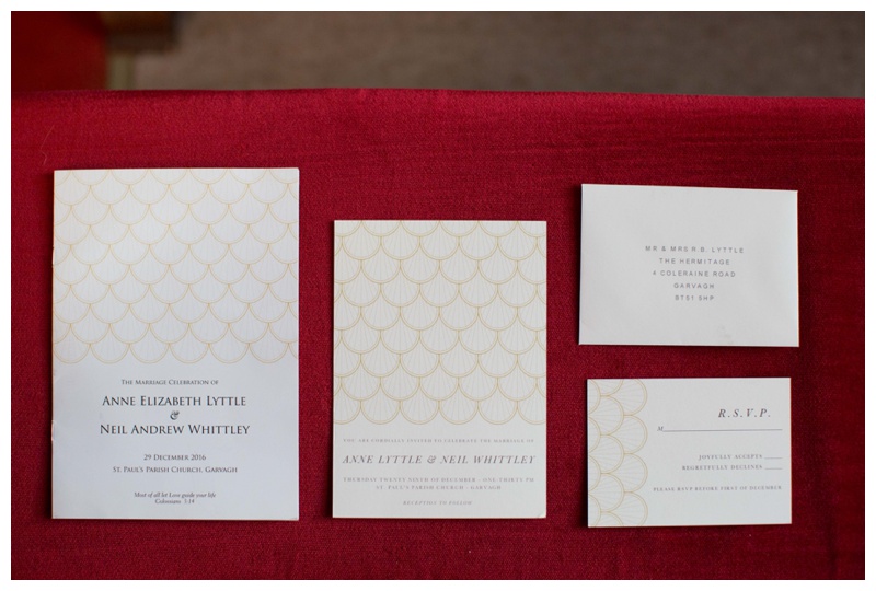 Anne and Neil's wedding stationary was designed and printed by Papier