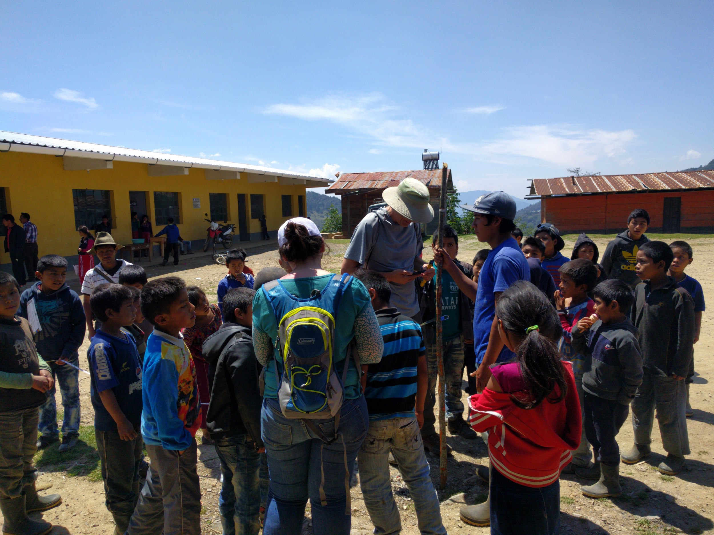 RMP members getting the help of all the school children as they survey the distribution lines.