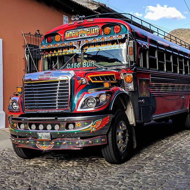 A main mode of transportation in Guatemala is refurbished school buses, or &quot;chicken buses.&quot; It's clear that a lot of love and attention go into each bus to give it a unique personality! #notyouraveragebus #guatemala🇬🇹