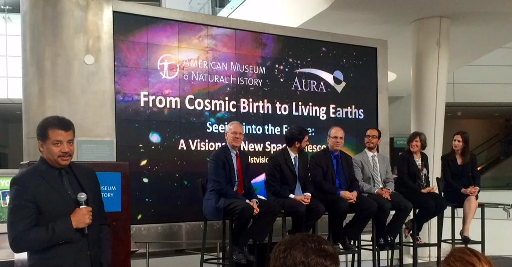 HOST: Neil deGrasse Tyson, PANEL (left to right): Michael Shara, Jason Tumlinson, Marc Postman, David Schiminovich, Julianne Dalcanton, and Sara Seager Image credit: AMNH