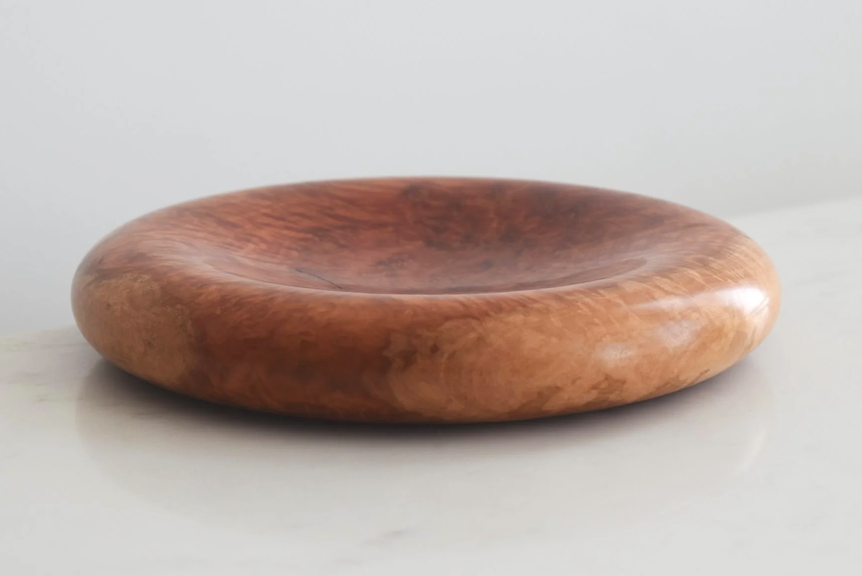 Flat Medium Pillow Plate in Red Mallee, additional side view, handmade wooden homeware by Bird & Branch