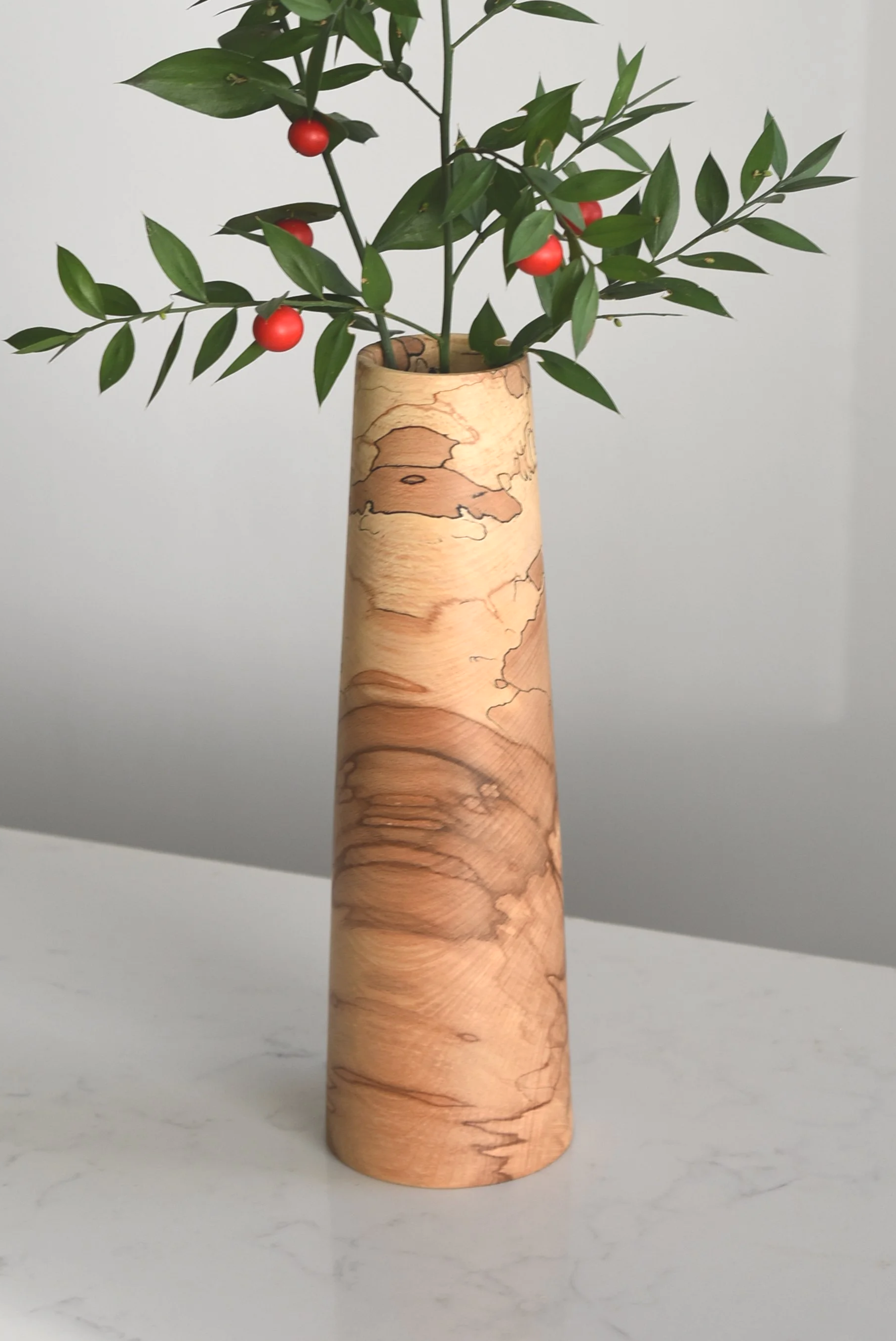 Large Taper Vase in Patterned Beech