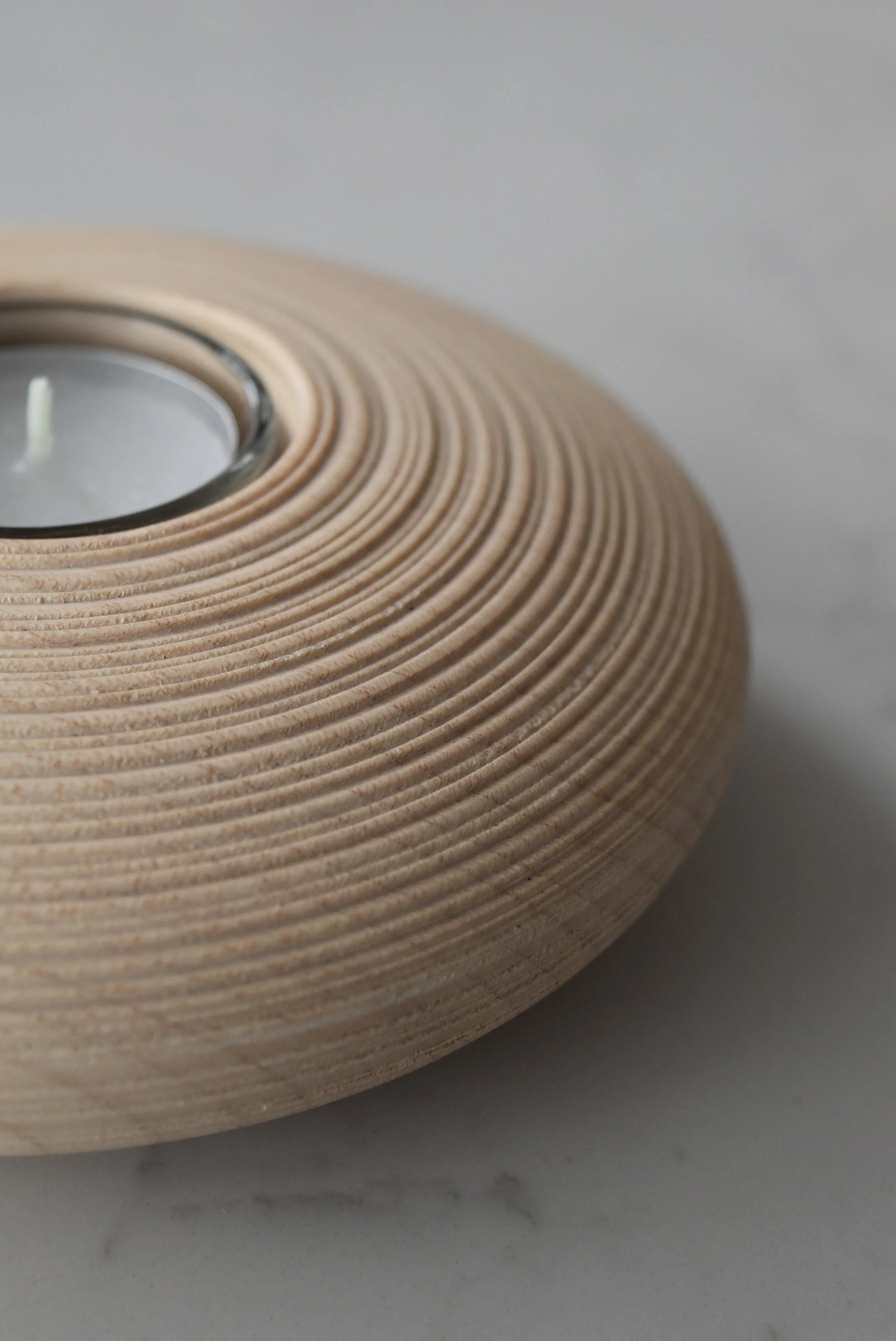 Linea River Stone Candle Holder in Sycamore