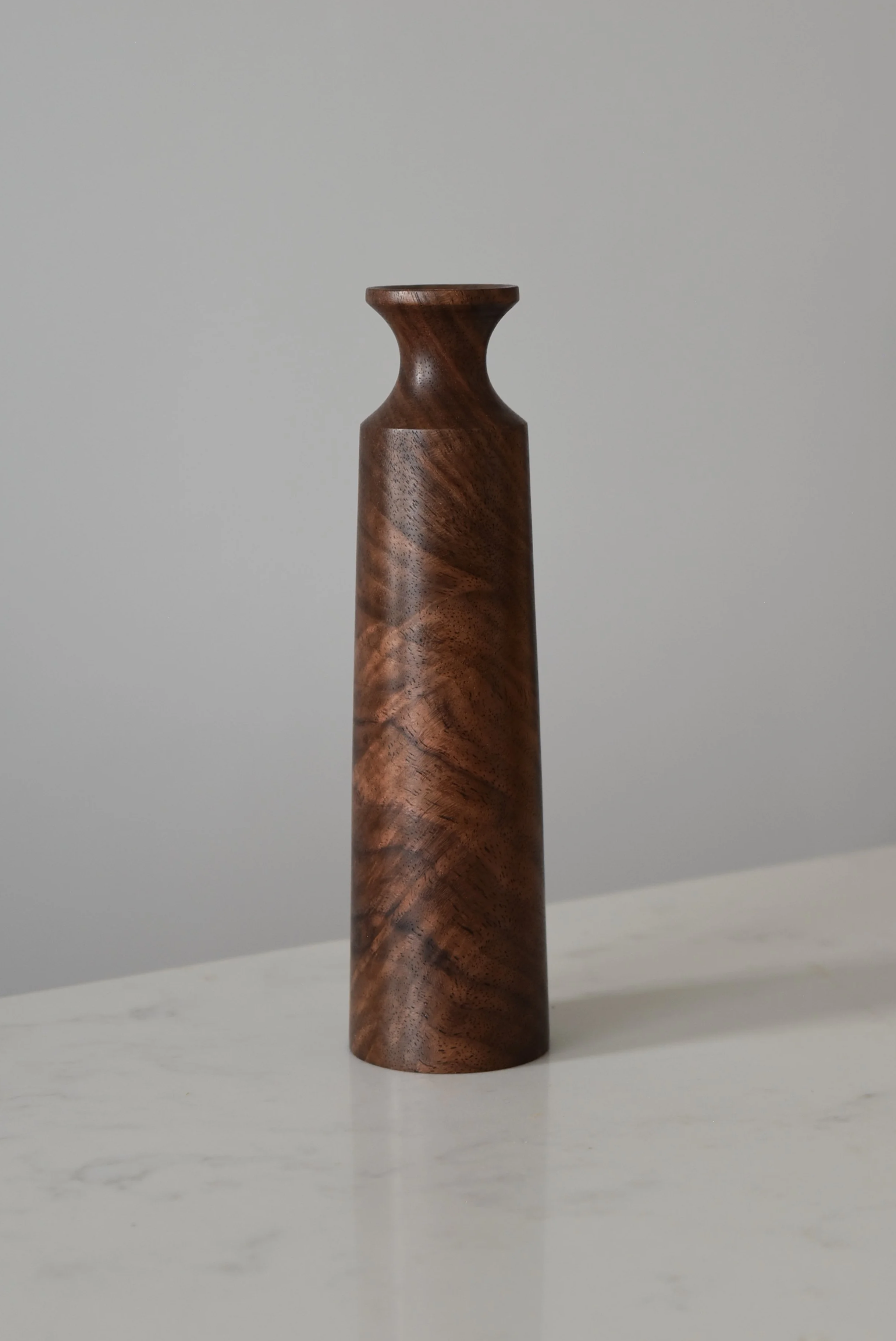 Tall Bobbin Vase in Rippled English Walnut