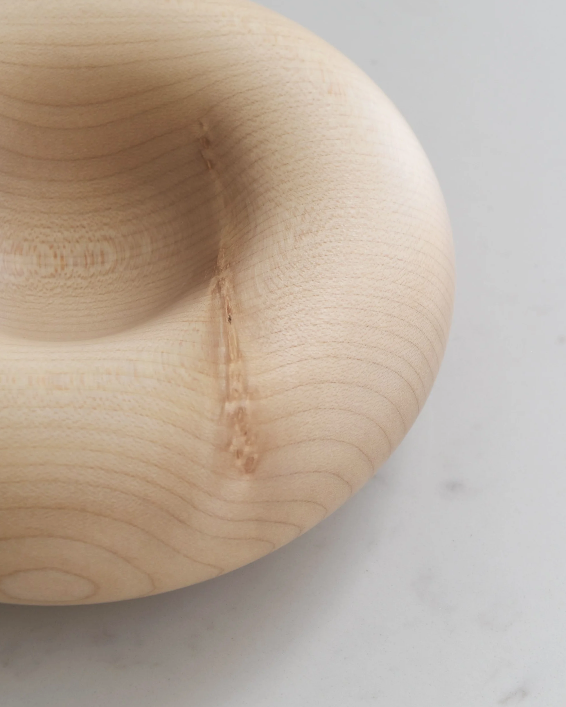 Deep Pillow in Sycamore, close-up of natural wood grain, handmade by Bird and Branch