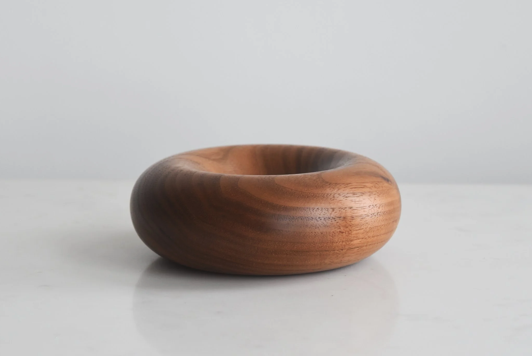 Medium Deep Pillow in American Walnut, additional side view, handmade wooden homeware by Bird & Branch