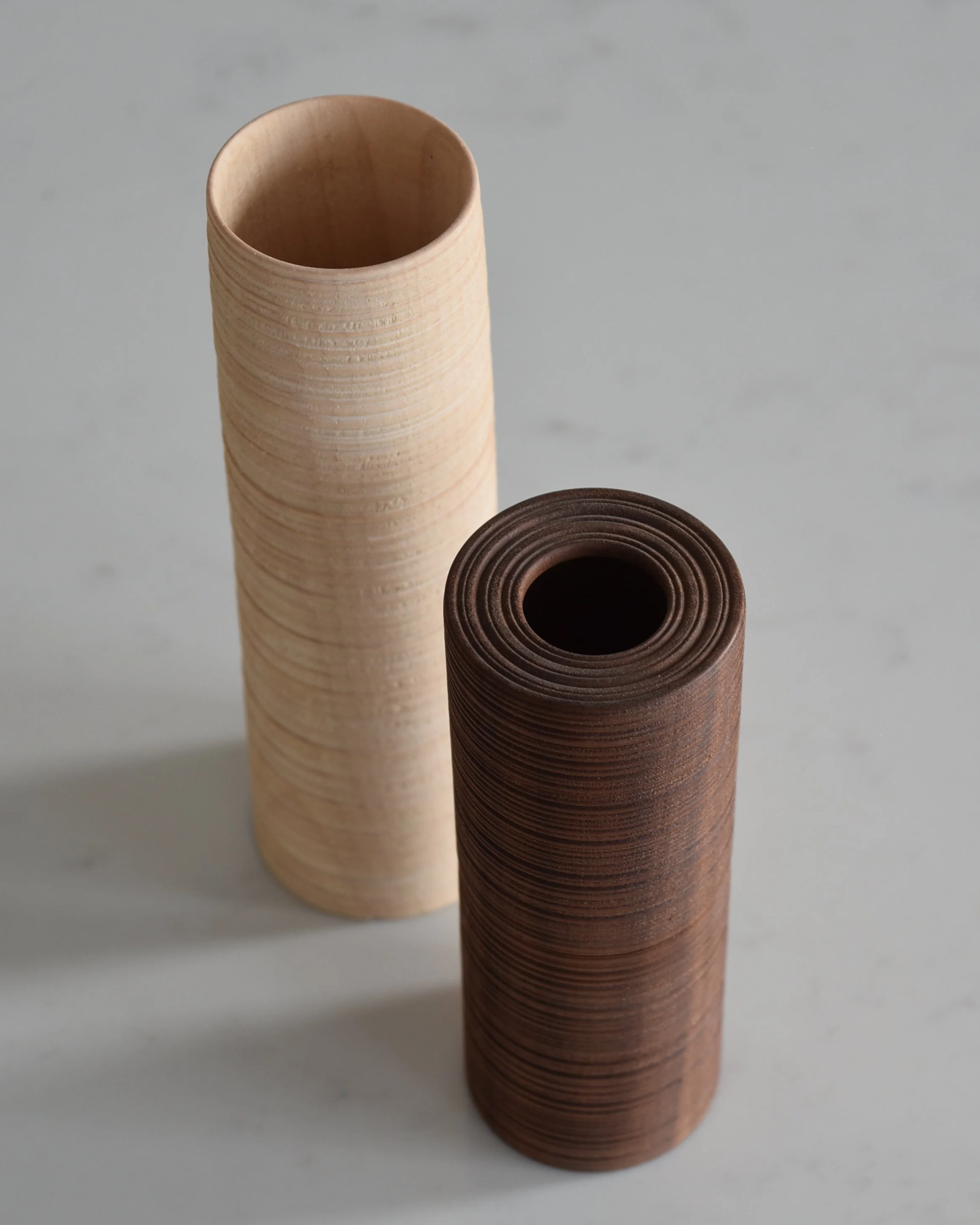 Linea Vases in Walnut & Sycamore