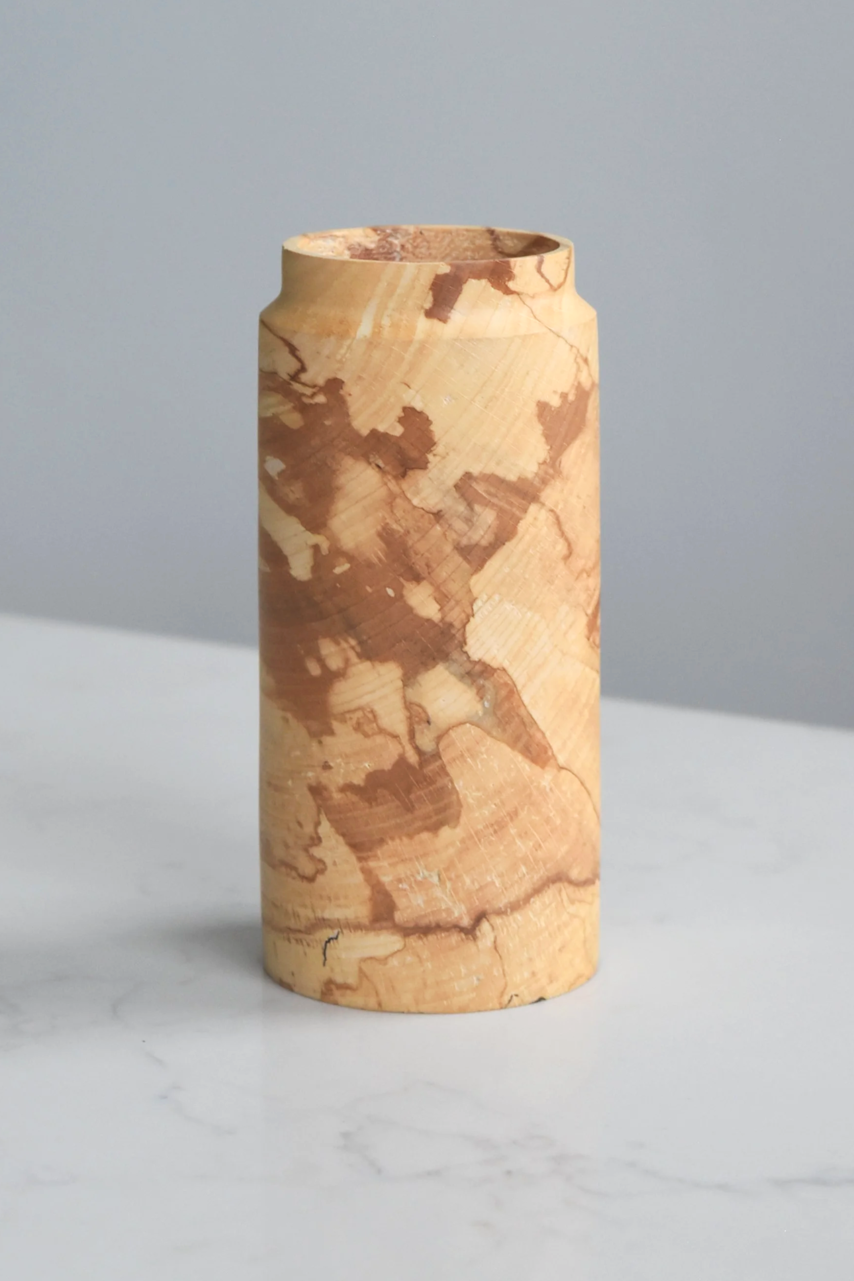 Inkwell Vase in Patterned Beech