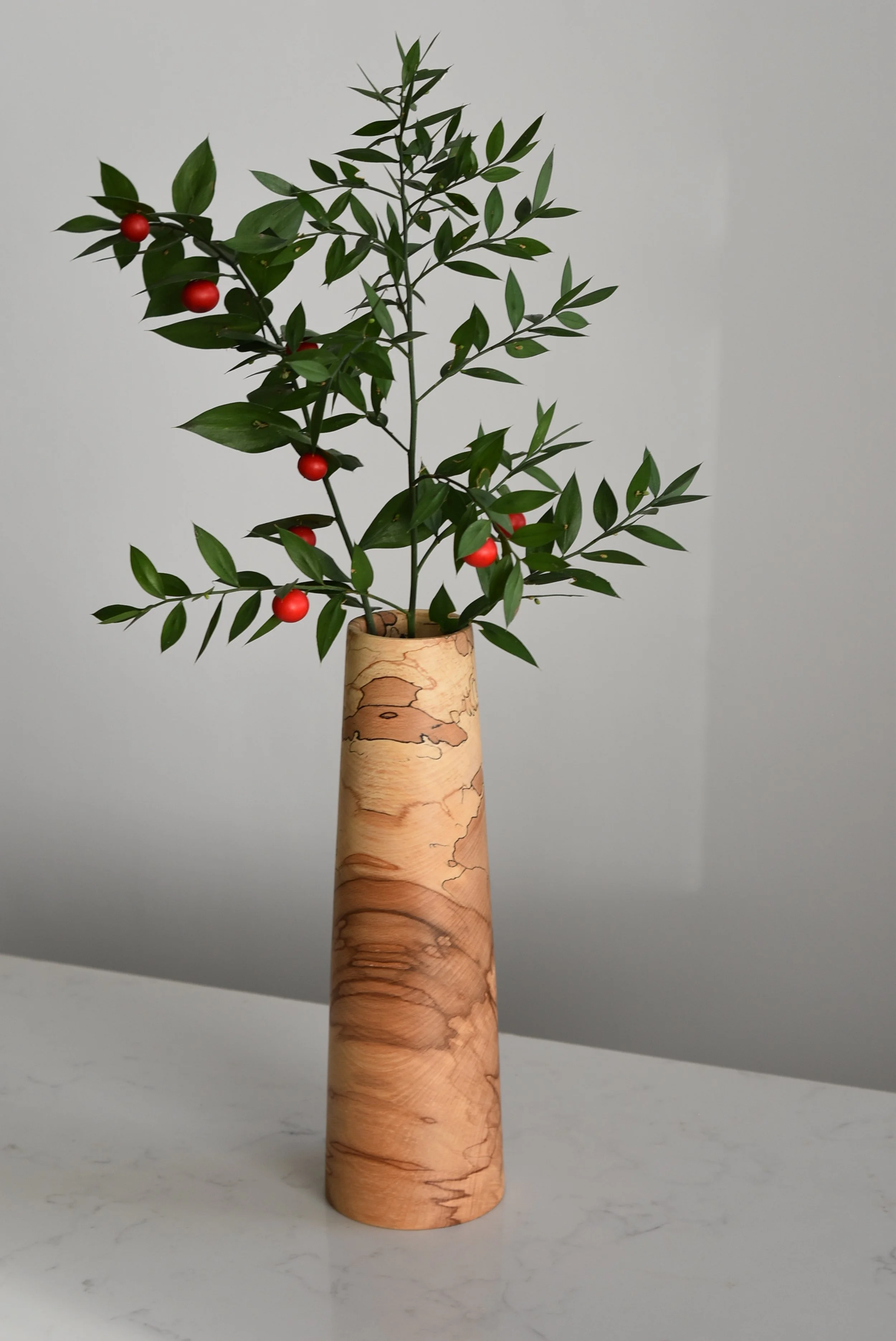 Large Taper Vase in Patterned Beech