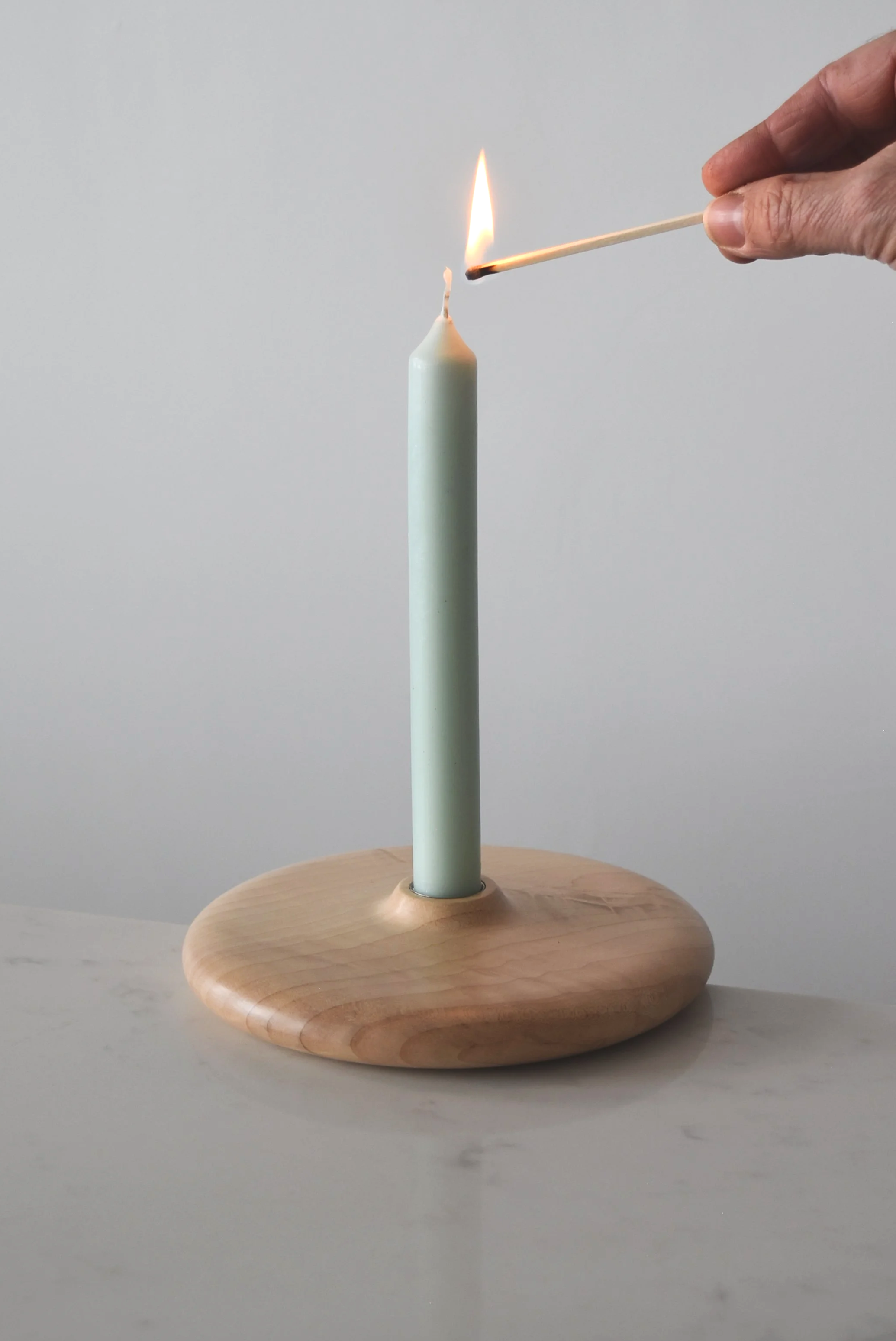 Candle Holder in Rippled Sycamore