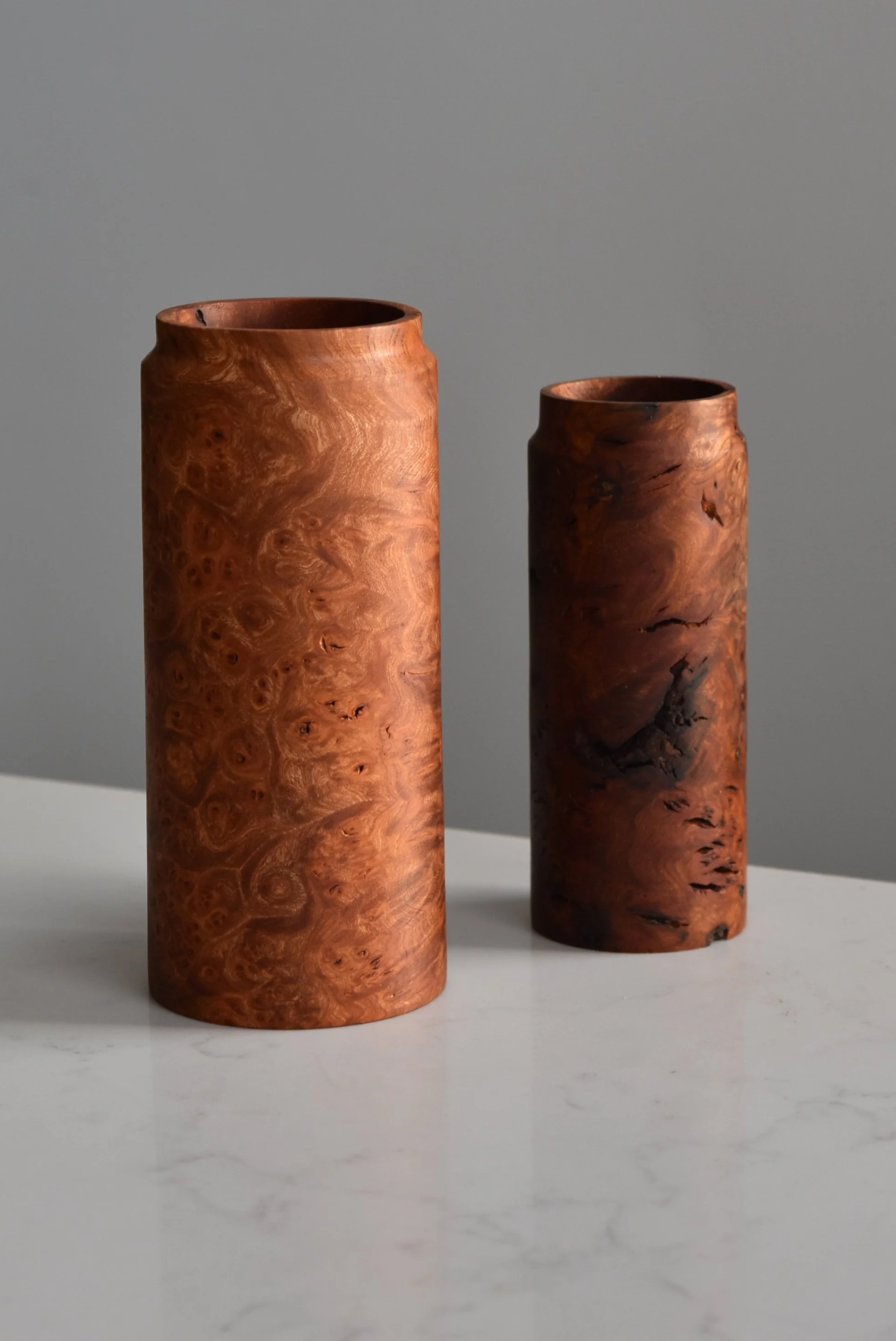 Inkwell Vases in English Burr Elm