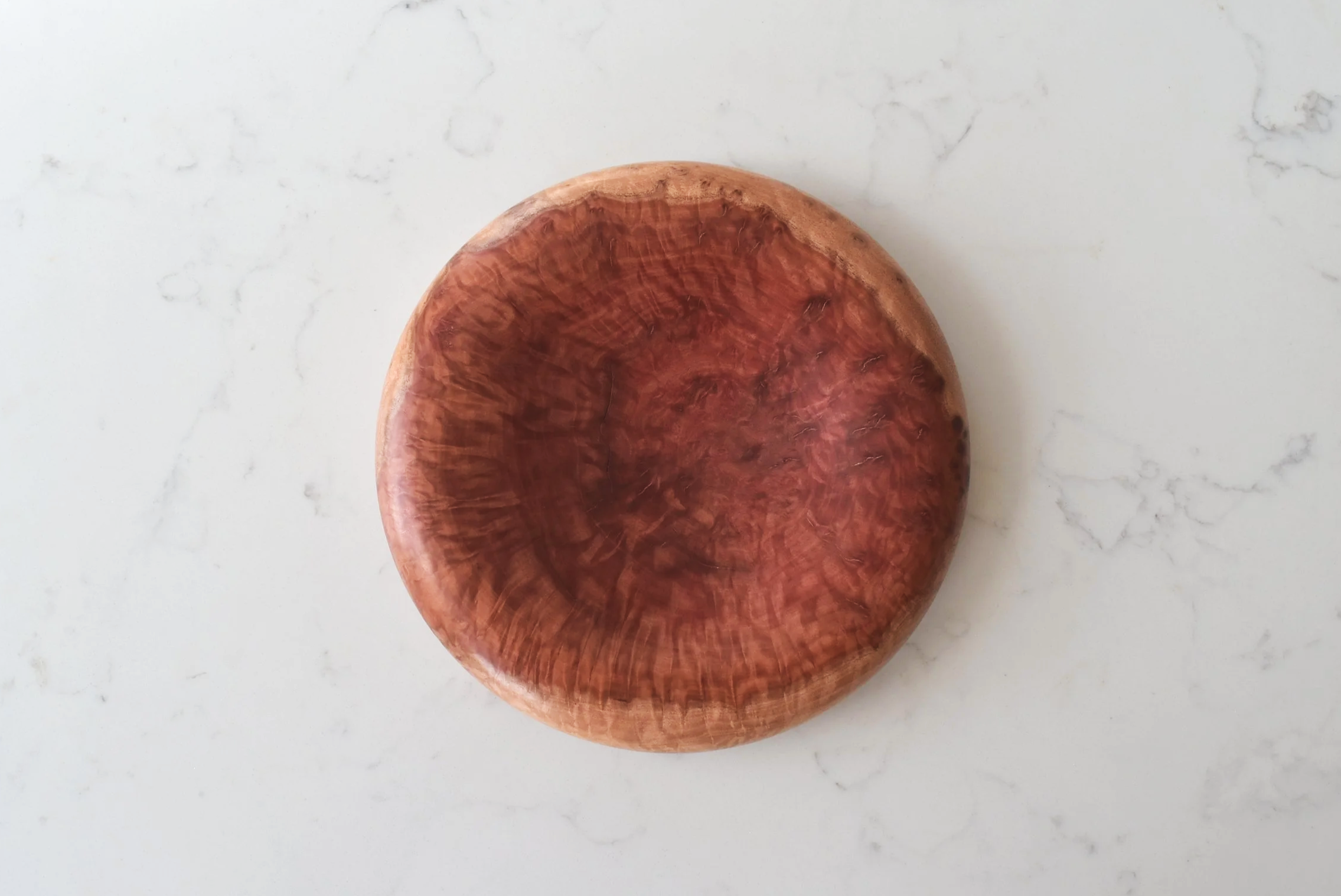 Flat Medium Pillow Plate in Red Mallee, top-down product view, handmade wooden homeware by Bird & Branch
