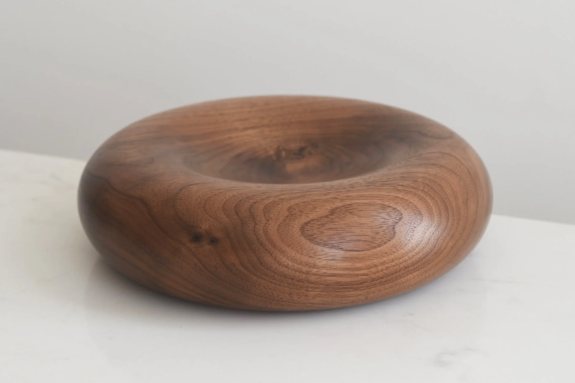 Deep Pillow Plate in American Walnut, additional side view, handmade wooden homeware by Bird & Branch