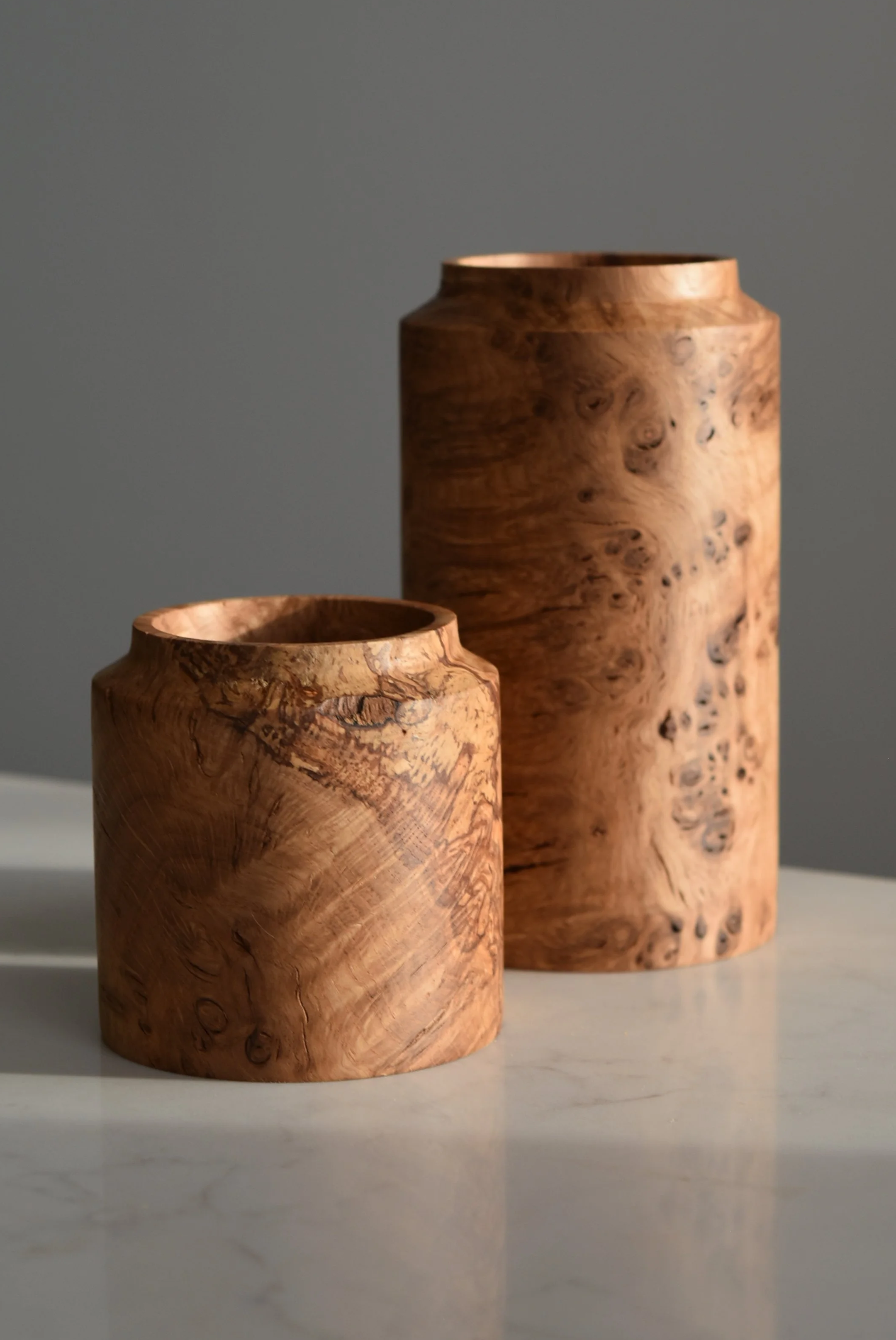 Inkwell Vases in Burr Oak
