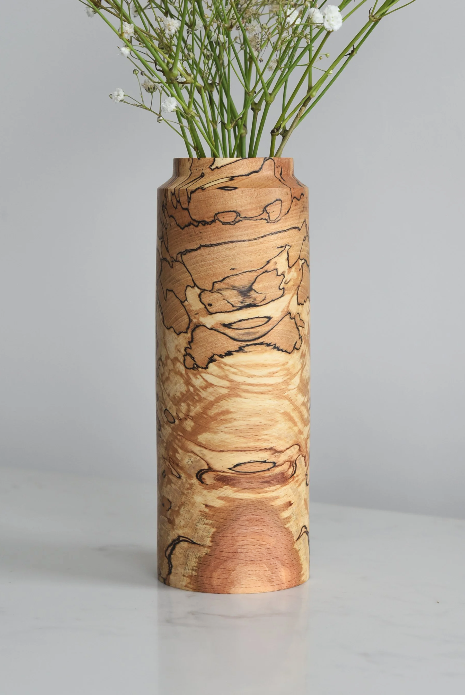 Inkwell Vase in Patterned Beech