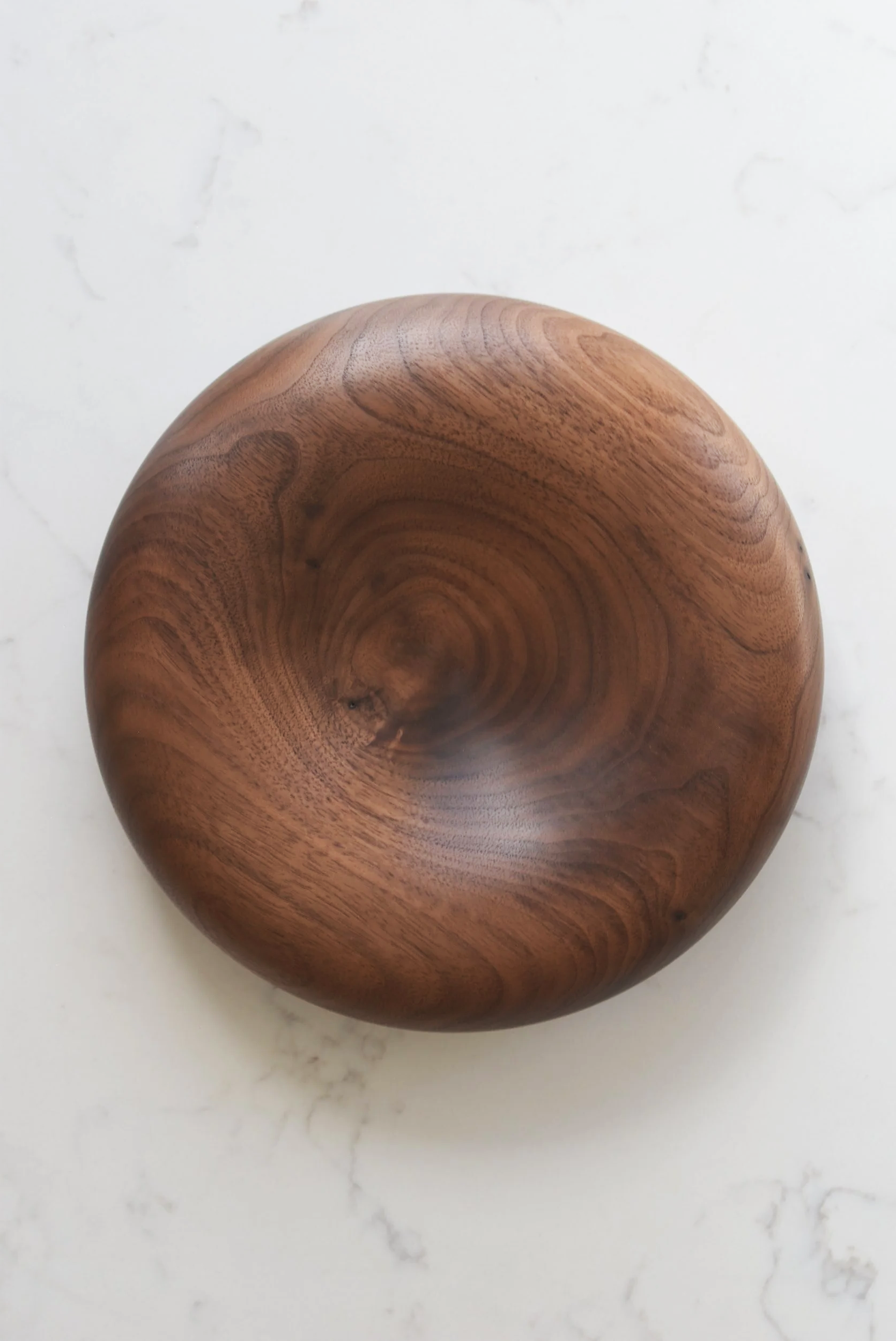 Deep Pillow Plate in American Walnut, top-down view, handmade wooden homeware by Bird & Branch