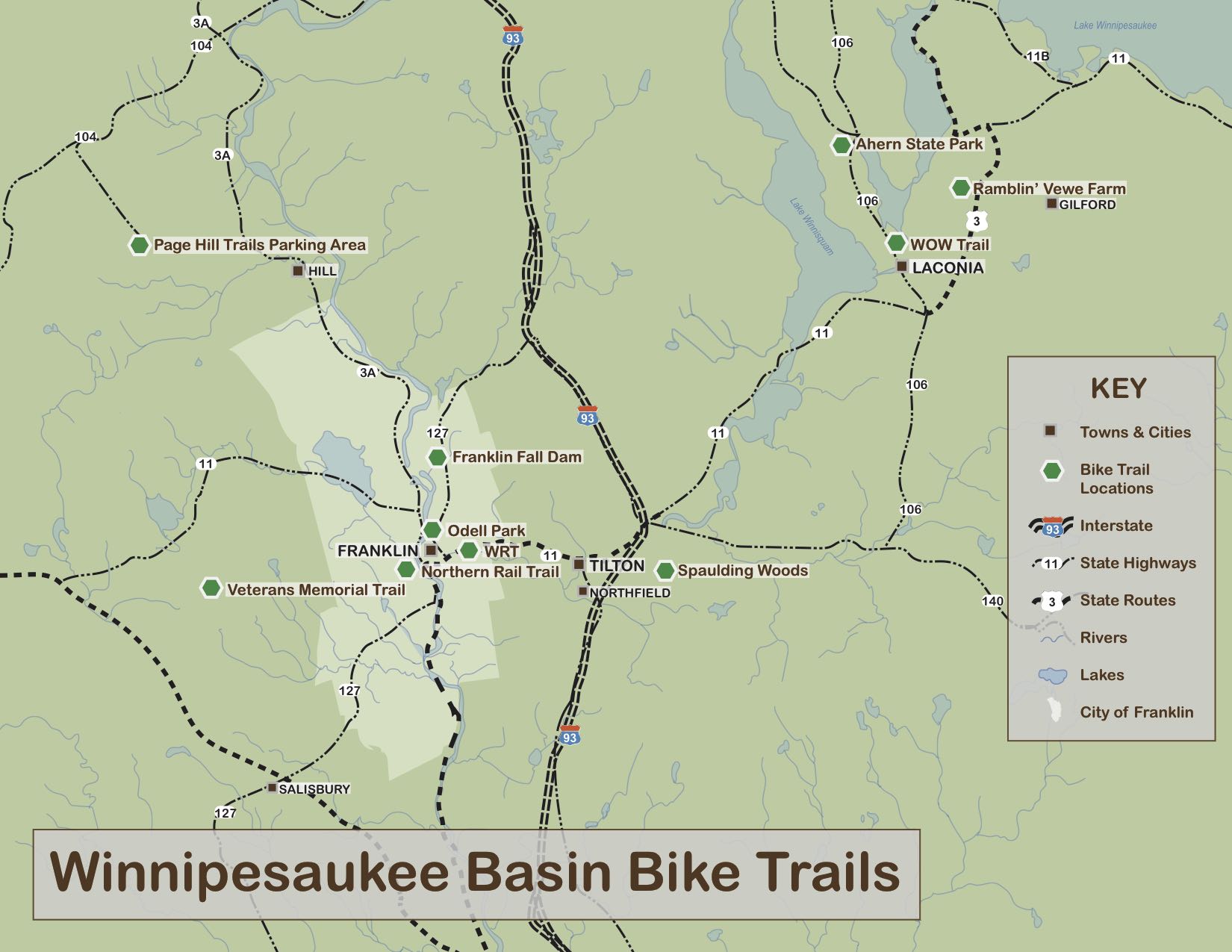 Group 1; Cass Loehr and Garret Carver Winnipesaukee Basin Bike Trail Map Design