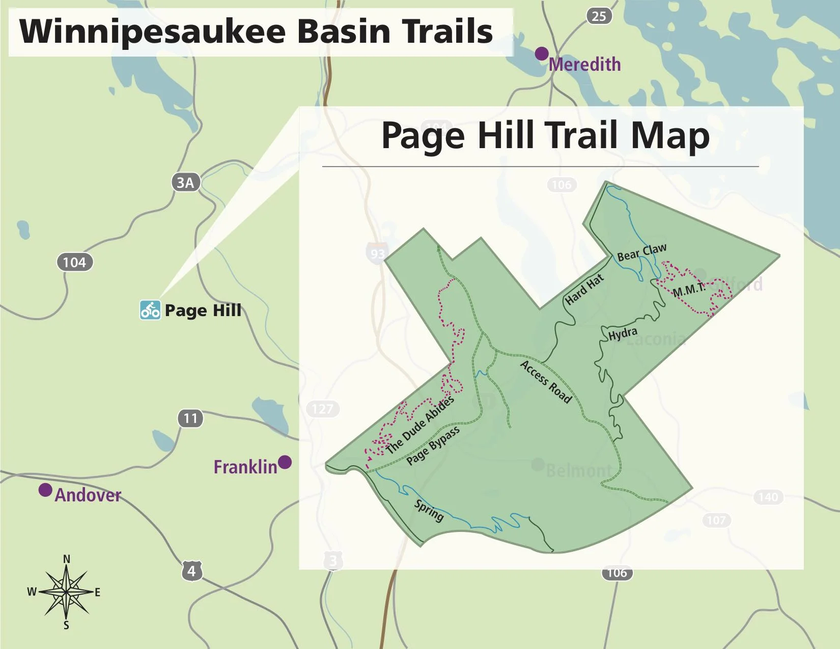 Group 2; Thijs Heilbron, Kristin Lambert and Bianca Obi Winnipesaukee Basin Trail: Page Hill Trail Map Design