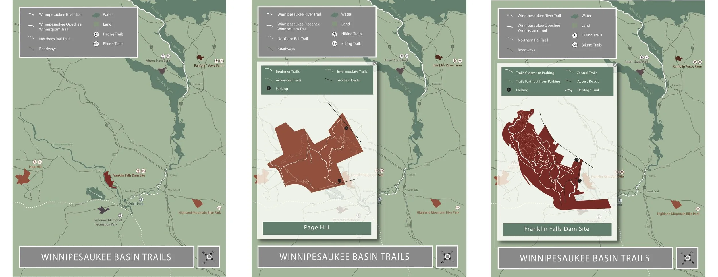 Group 4; Beau Pingree, Lindsey Smith and Siobhan Chase Winnipesaukee Basin Trail Map Design