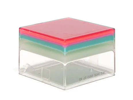 Experimenting with pigment and resin; poured into an acrylic cube.