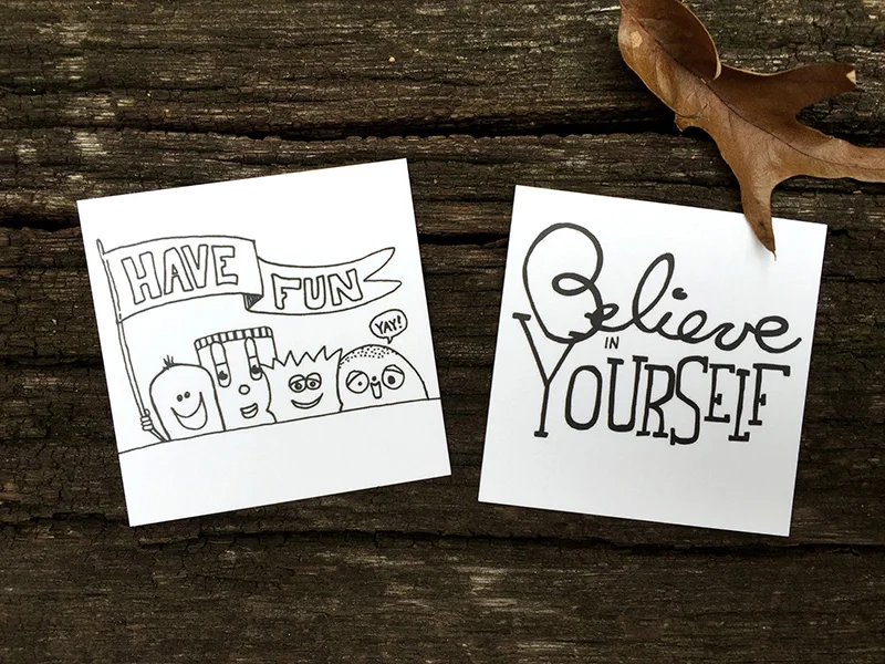 Two of the sketches that were professionally printed.