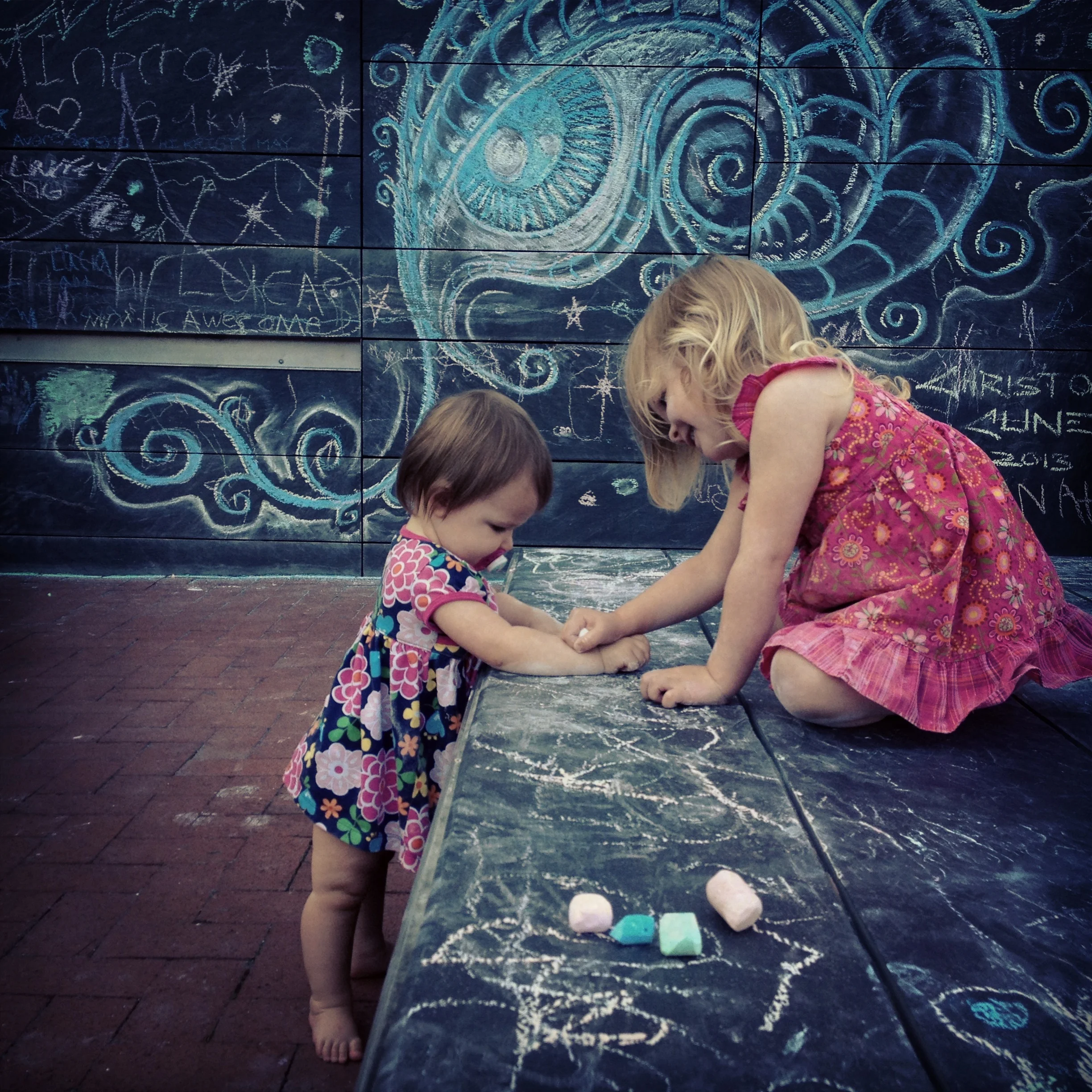 The chalk wall on the Downtown Mall in Charlottesville. This photo was taken a few years ago, but it is just blocks from where tragedy struck.
