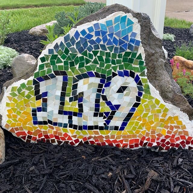 Tried my hand at mosaics. I&rsquo;m pretty proud of this address marker as my first attempt. 😁
.
.
.
#mosaics #notbad #newskill #learnsomethingnew #colorful #homedecor