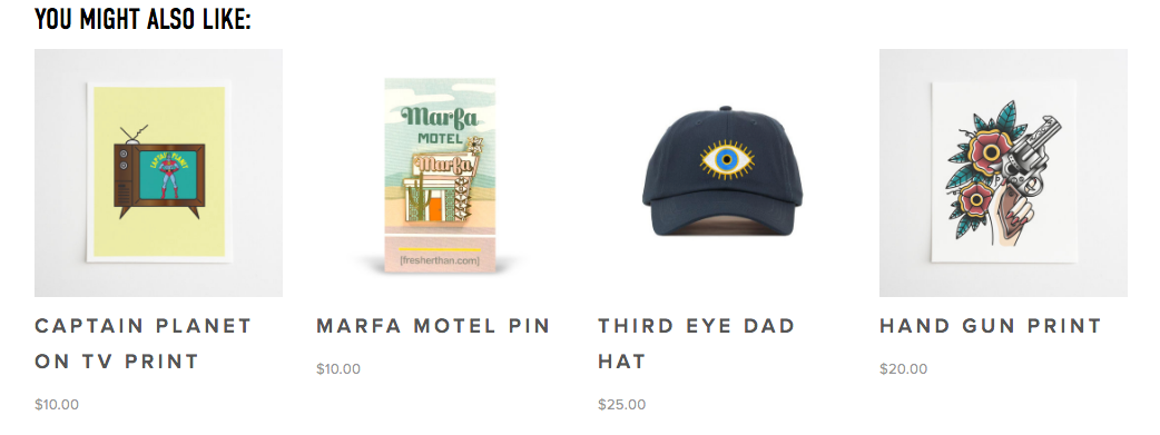 Example of related products on a product page