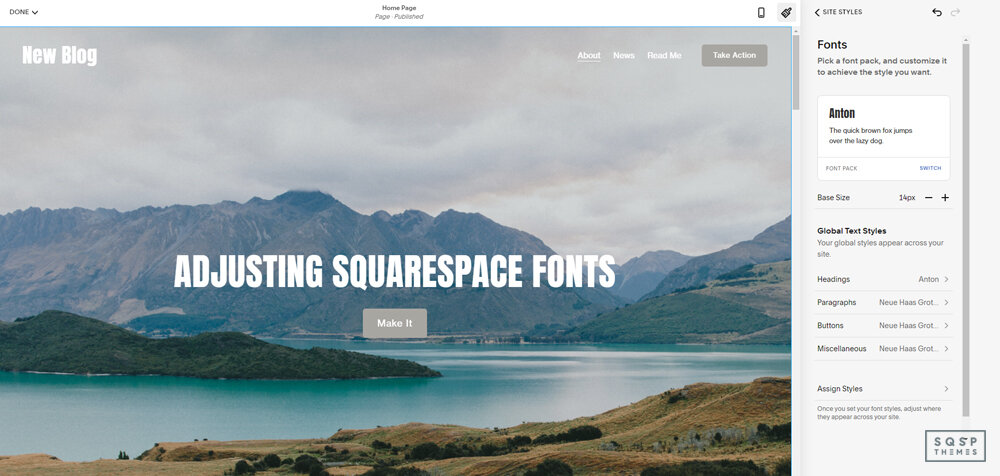 my web font kit squarespace