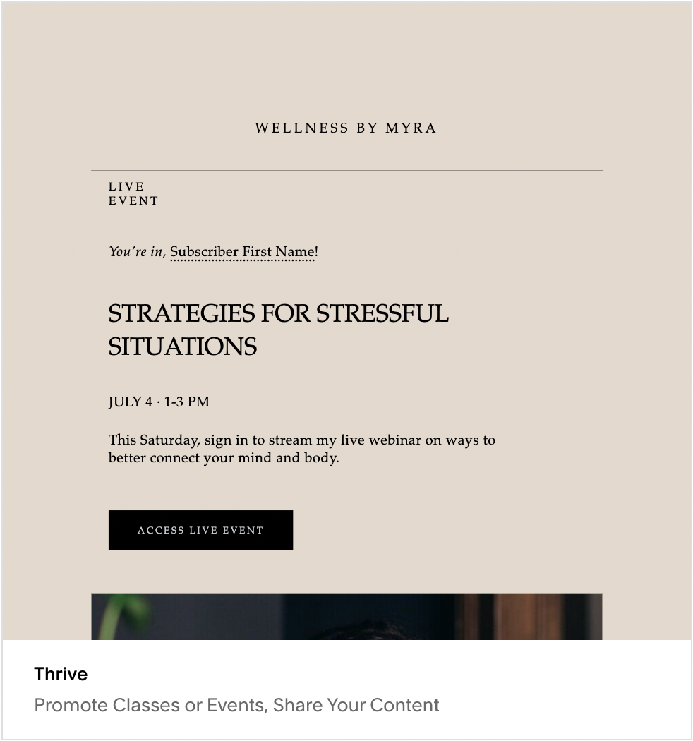 Thrive Email Template