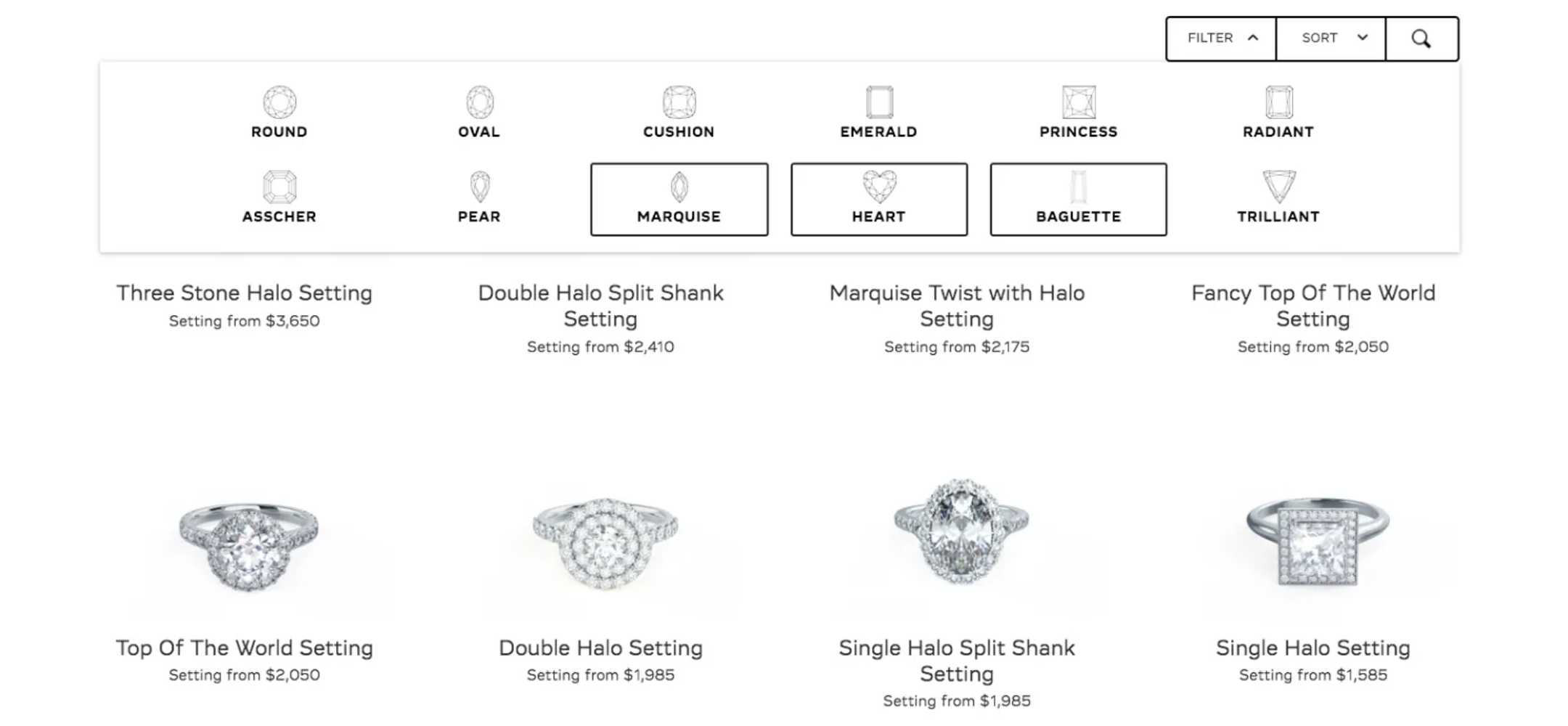 Squarespace product filtering example with filter and sort controls
