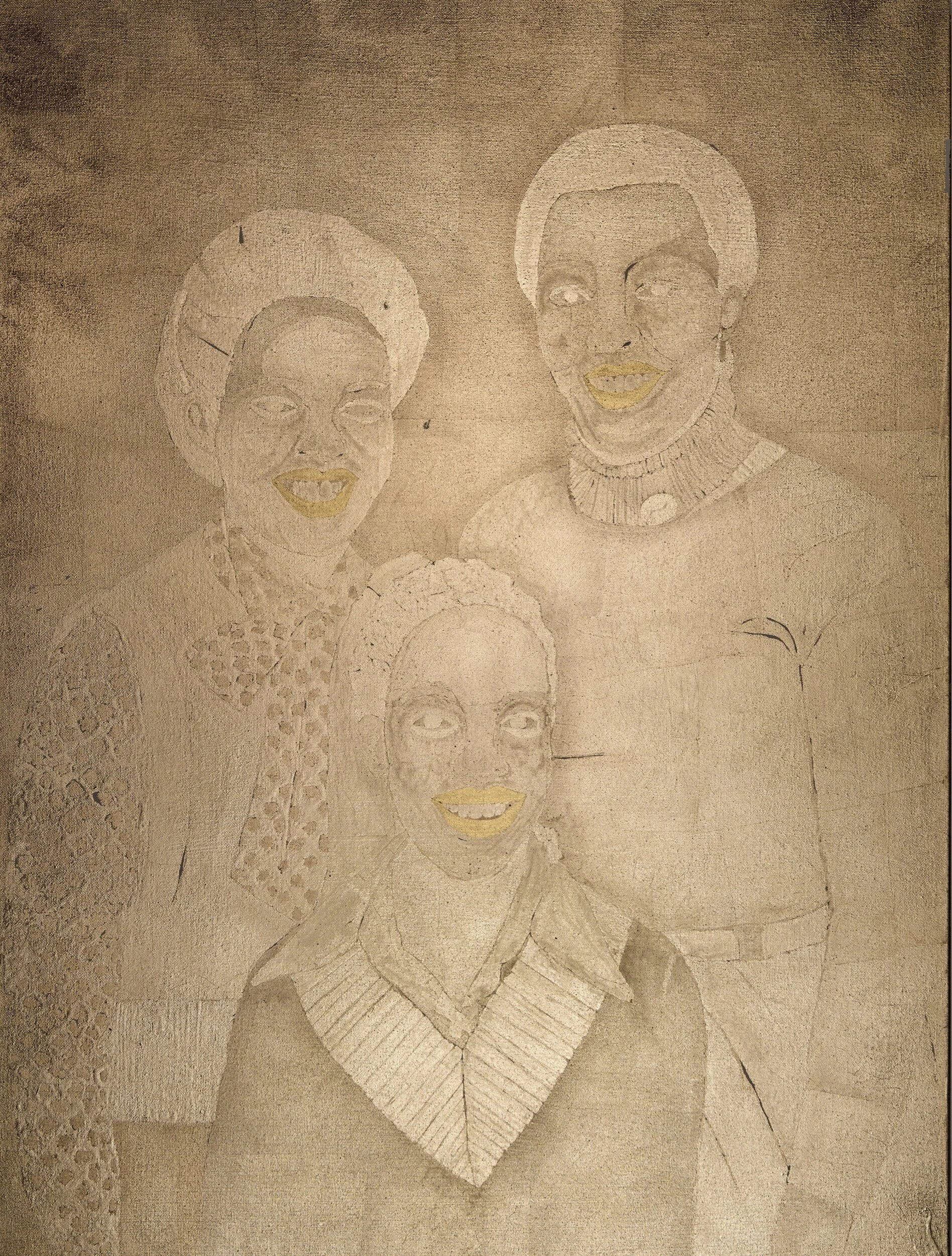 Untitled (Family Portrait), 2018, 40 x 30 inches, 22 karat and composition gold leaf on canvas
