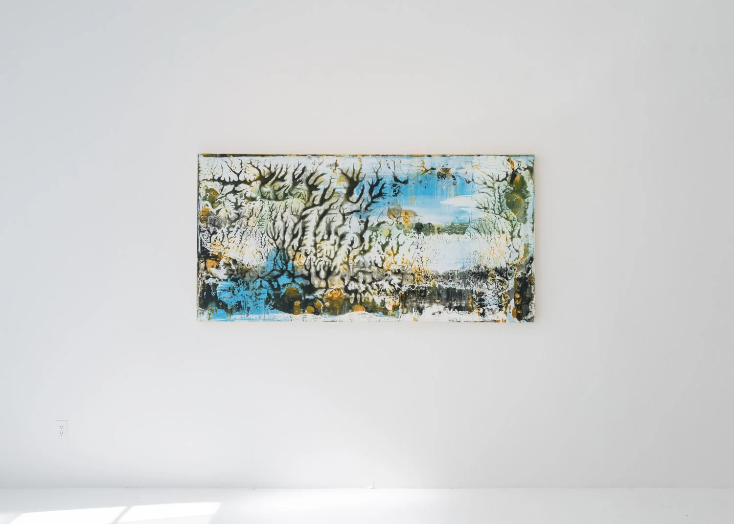 Installation image of Karen Barth's Winter , 2014, Archival pigment on paper, mounted on panel, 40" x 80"