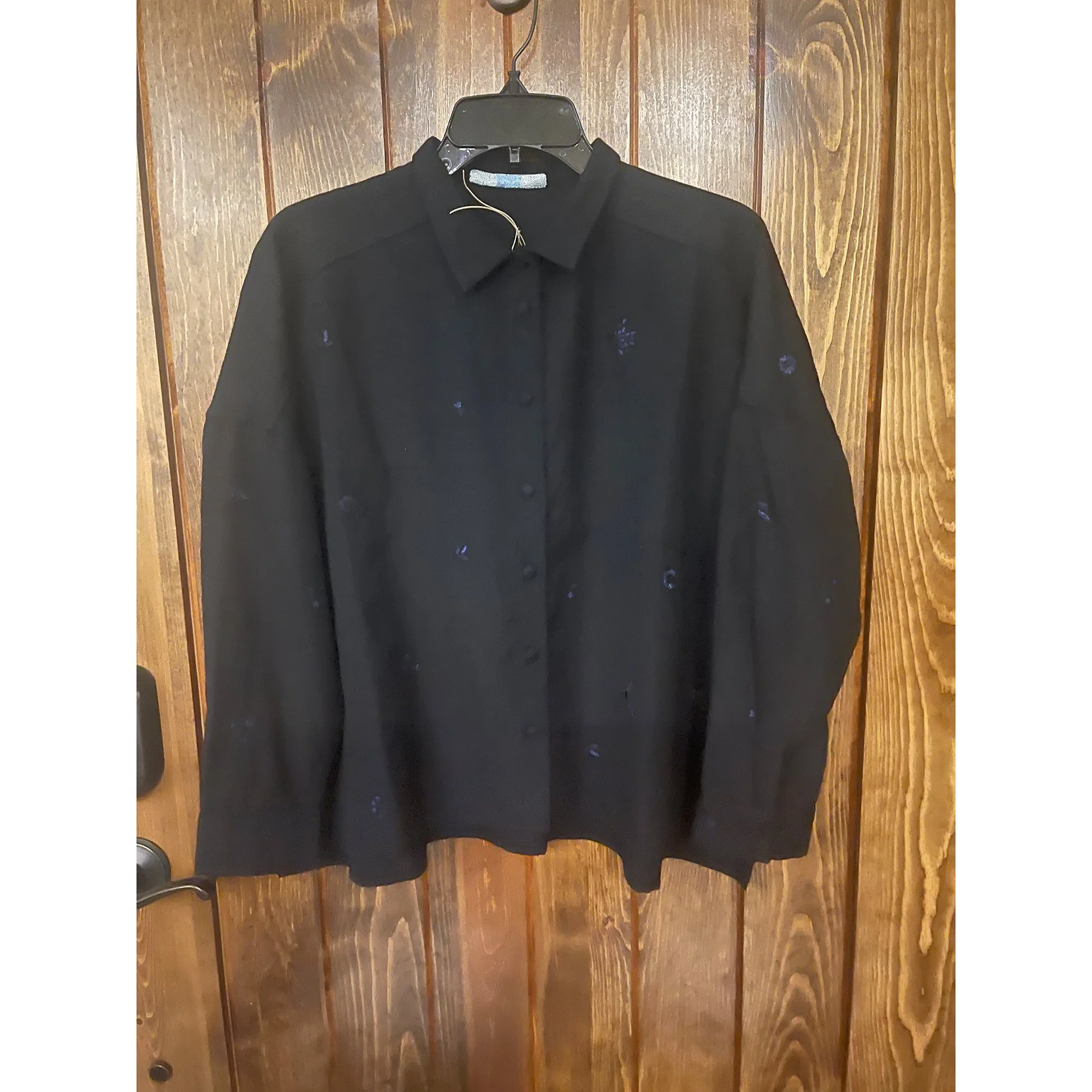 'Mini Purana' Small Collar Shirt in Black Navy