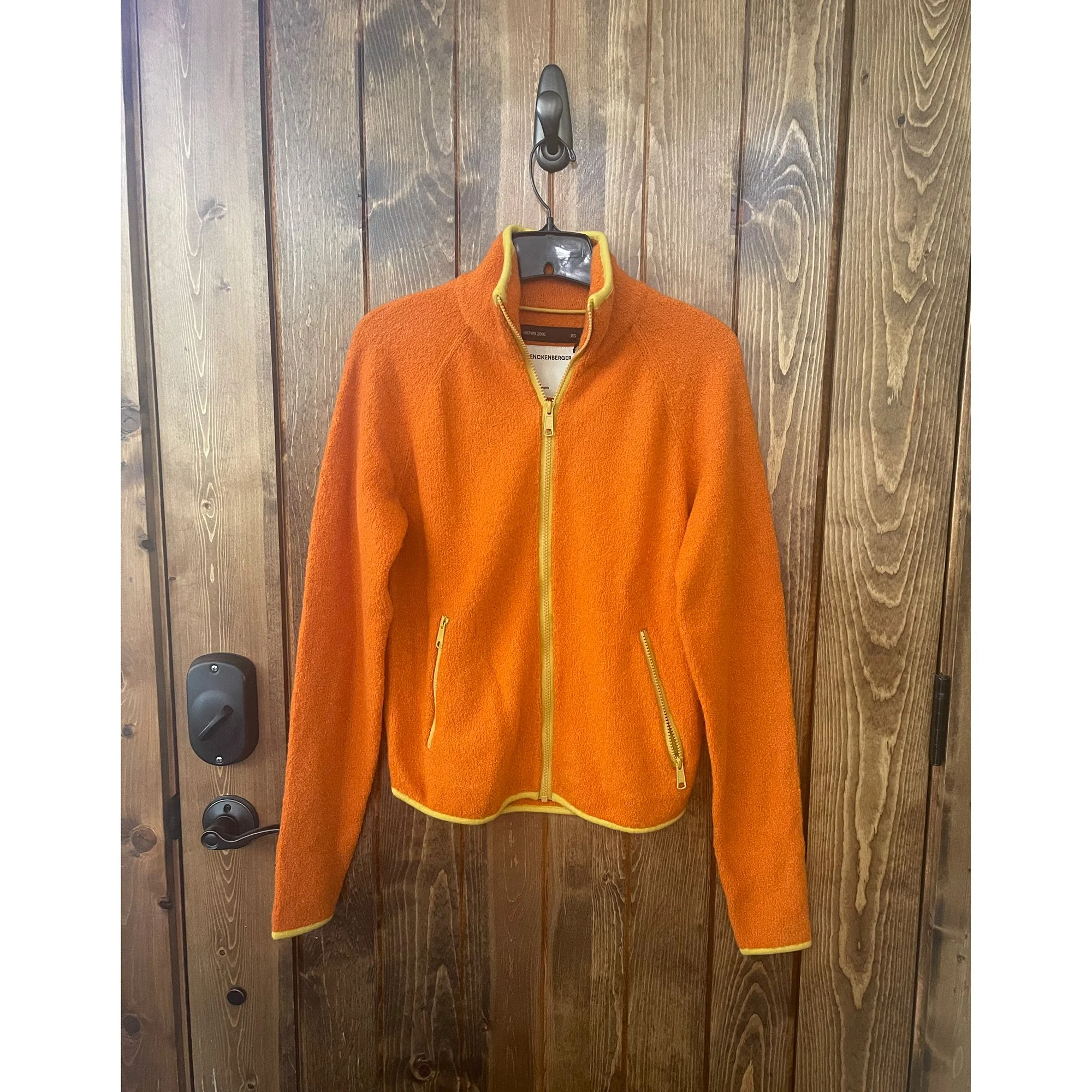 100% Cashmere Zip Polo in Bright Orange