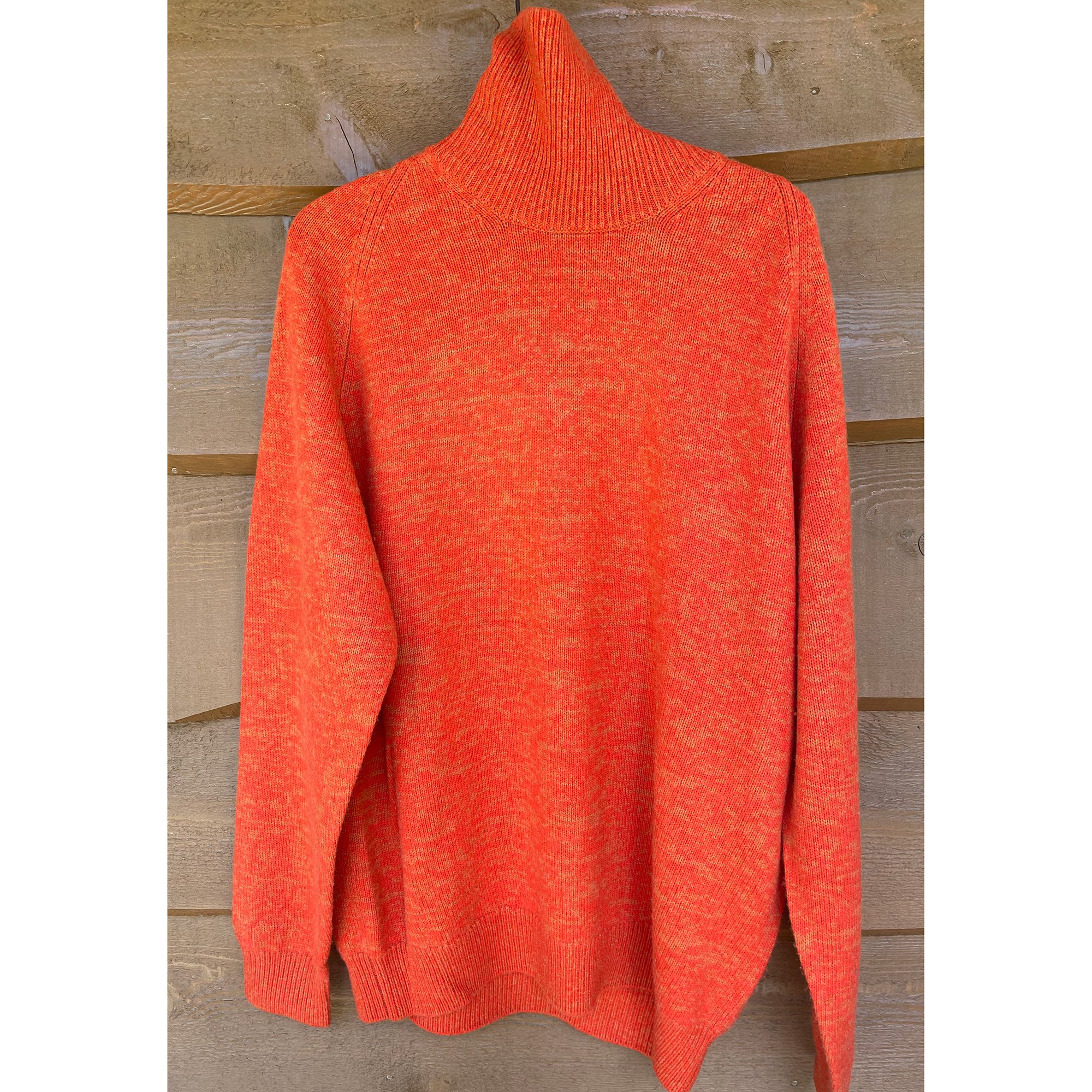 Boyfriend High Neck Sweater in Red/Orange Knitted Tweed