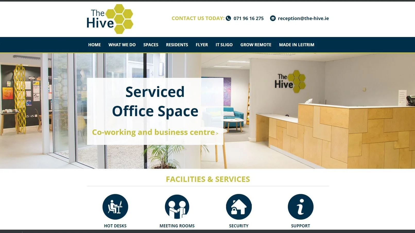 The Hive, Carrick-on-Shannon offers office spaces,hot desk work areas and also large and small meeting rooms all with fibre broadband connection. a contemporary, productive work environment with our hot desk areas allowing for ample individual work space. Quick Contact: + 353 (0)71 96 16 275 reception@the-hive.ie